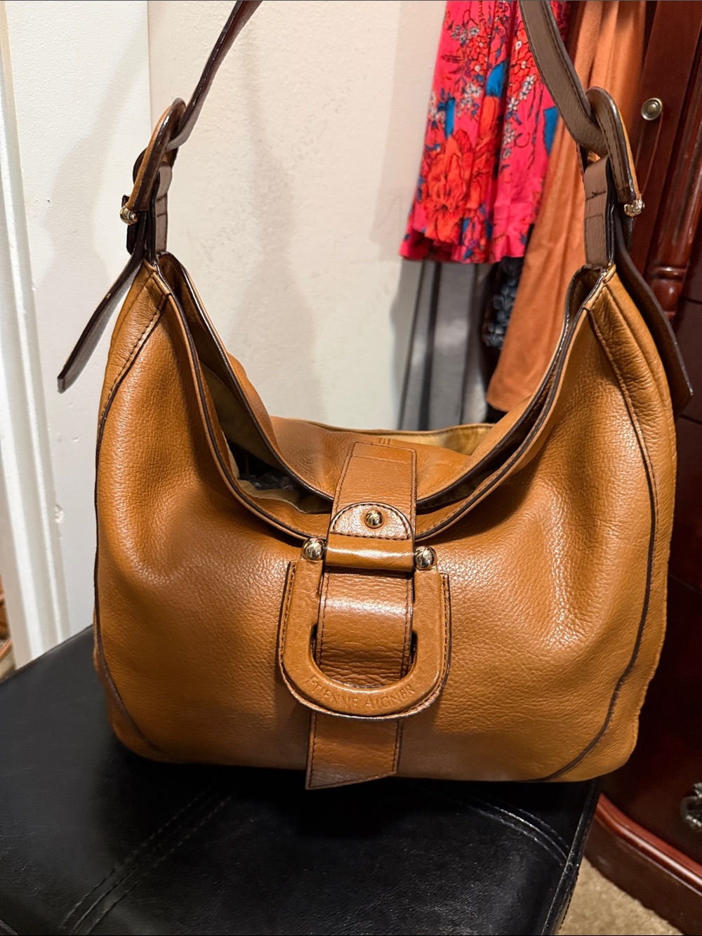 ETIENNE AIGNER Leather SHOULDER Tote in Tan - Genuine Leather